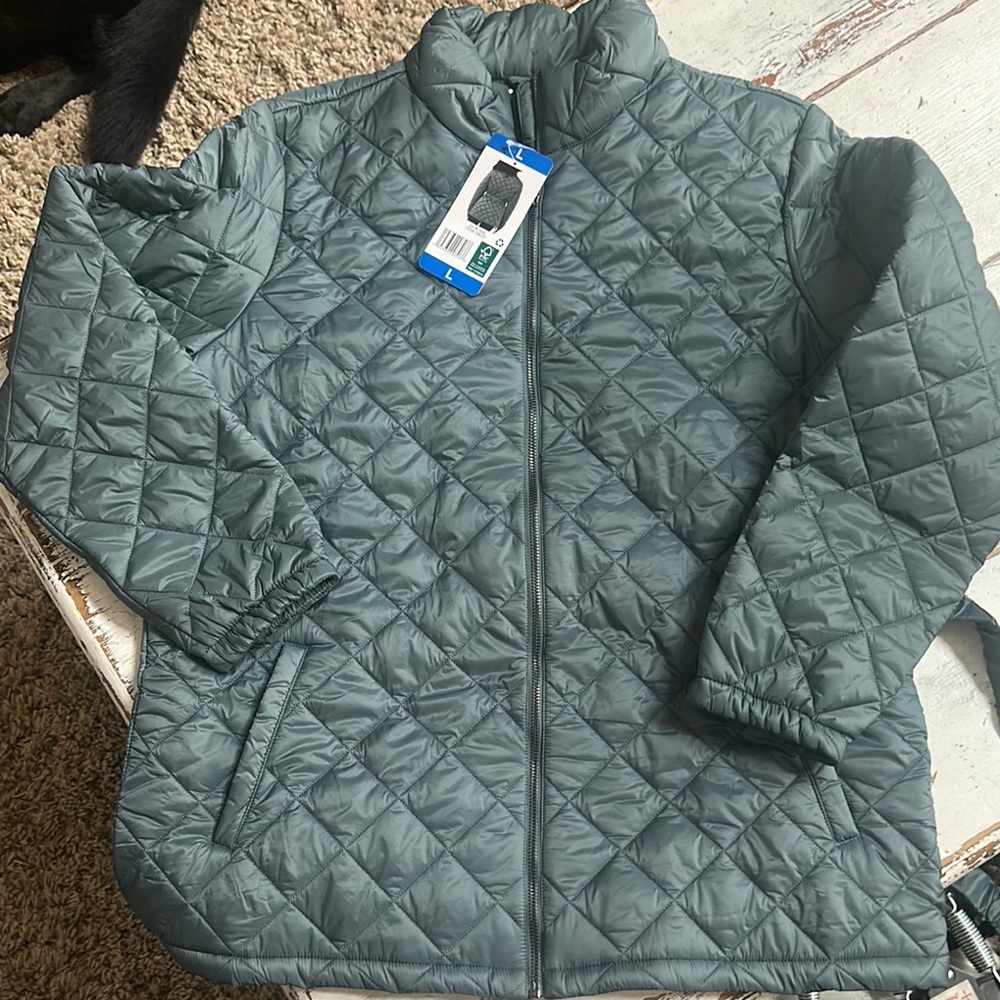 Women's Quilted Teal Gray Jacket